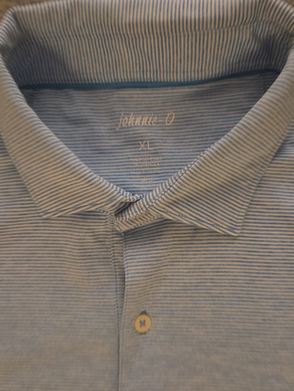 johnnie-O Light Blue Striped Performance Polo Shirt Size XL NWOT